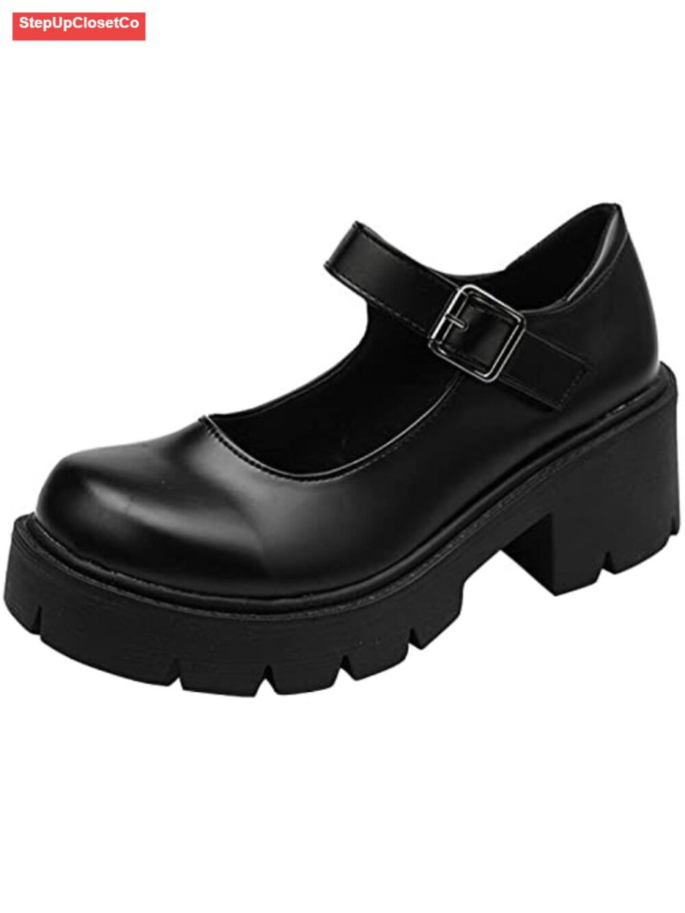 Women's Platform Mary Janes Chunky Heel Ankle Strap Uniform Dress Shoes Faux